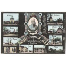 František Josef a pozdrav z vojenského tábora u Benátek