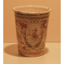 Cup with portrait of Franz Josef in military uniform with many crests