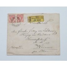 Rekomando dopis, frankovaný 2 krát 5 Kr, 1 krát 3 Kr, 1 krát 2 Kr