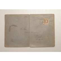 Dopis frankovaný 50 Kr, zoubkování 13, mimořádné (stopy poštovního provozu)