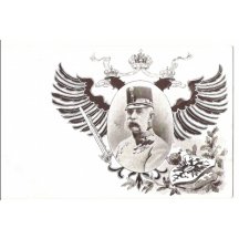 Winged portrait of emperor in black and white color