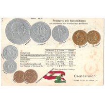 Pohlednice s rakouskými mincemi (3), chybotisk v 