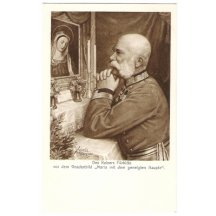 Franz Joseph before Virgin Mary , black and white 2nd print