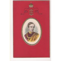 Portrét mladého císaře Franz Josefa I. v červené ploše se zlatým rámováním