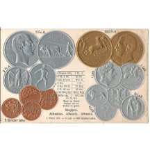 Albánie - pohled s mincemi