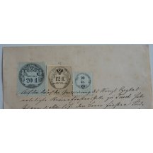 Výstřižek z listiny : kolky - 20 fl , 12 fl a 50 kr