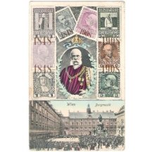 Wien - slavnost, císař F.J. a známky