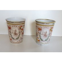 Two cups with a portrait of Franz Josef in uniform 
