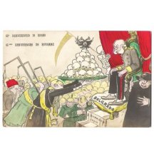 Poklonkové přinášejí oběti Franz Josefovi na podnosu