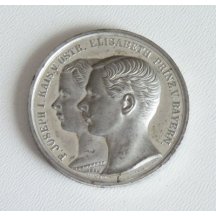 Stříbrná medaile s portréty Elisabeth a Františka Josef