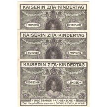 3 tickets to lottery with picture of Otta, kaiserin Zita - Kindertag