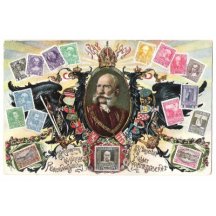 Oválný portrét F.J., rakouská orlice, erby a známky (1)