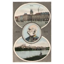 Portrait of emperor Franz Joseph and wiev at Kolín