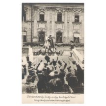 Emperor Karl Franz Joseph on horse in front of crowd