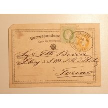 Žluťásek dofrankovaný 3 krejcarovou známkou - razítko Trieste