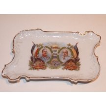 Dekorační miska s portréty evropských císařů, pozlacená