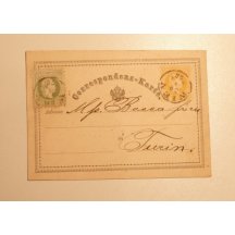 Žluťásek dofrankovaný 3 krejcarovou známkou- razítko Vídeň 